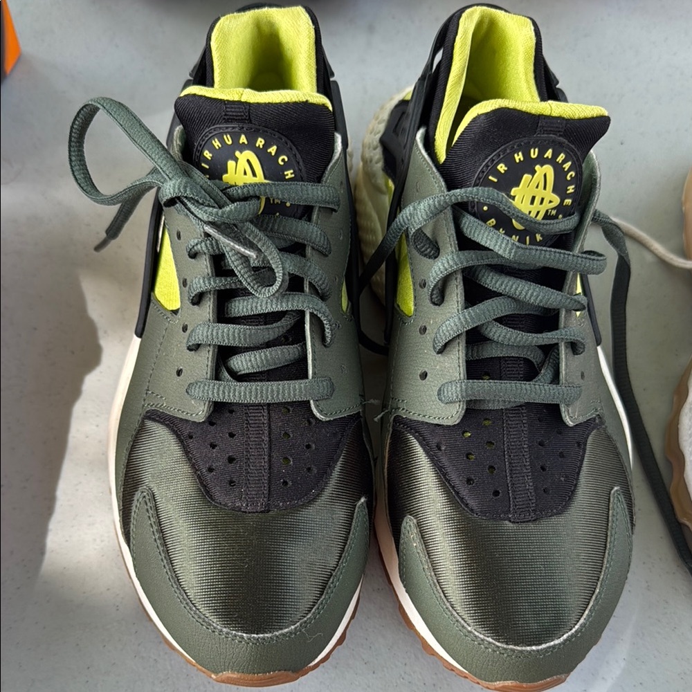 Nike Huarache Olive and Black Sneakers